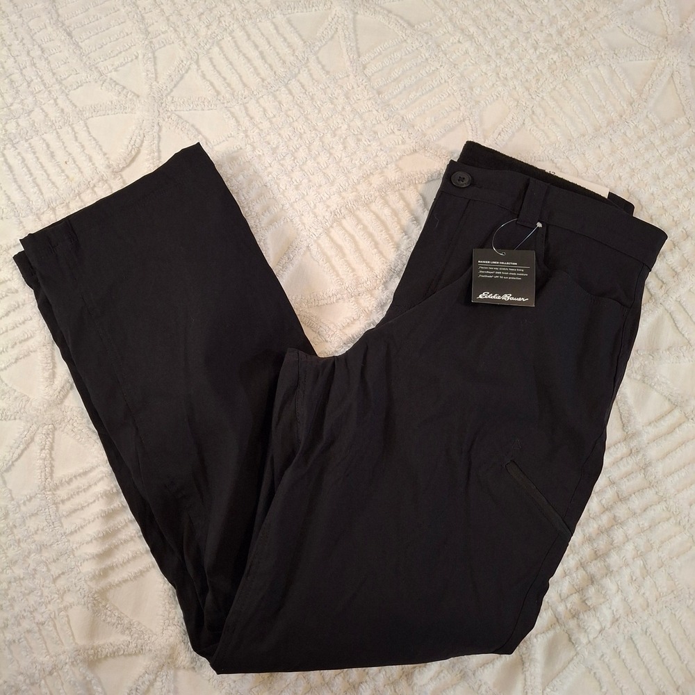 Eddie Bauer NWT Womens Fleece Inlined Rainer Pants Black  Size 12